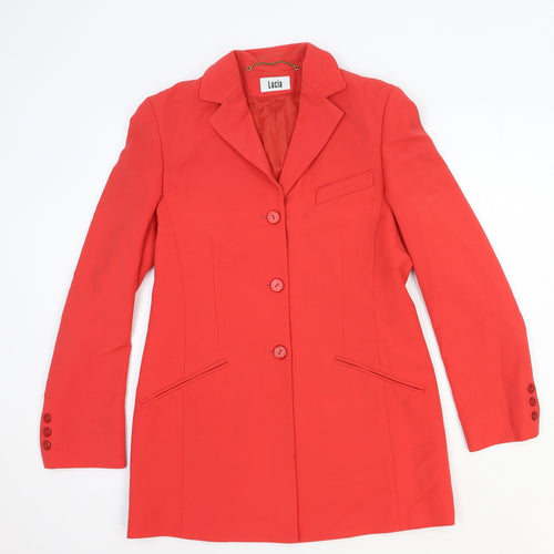 LUCIA Womens Red Jacket Blazer Size 8 Button