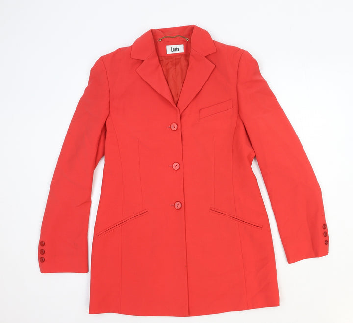LUCIA Womens Red Jacket Blazer Size 8 Button