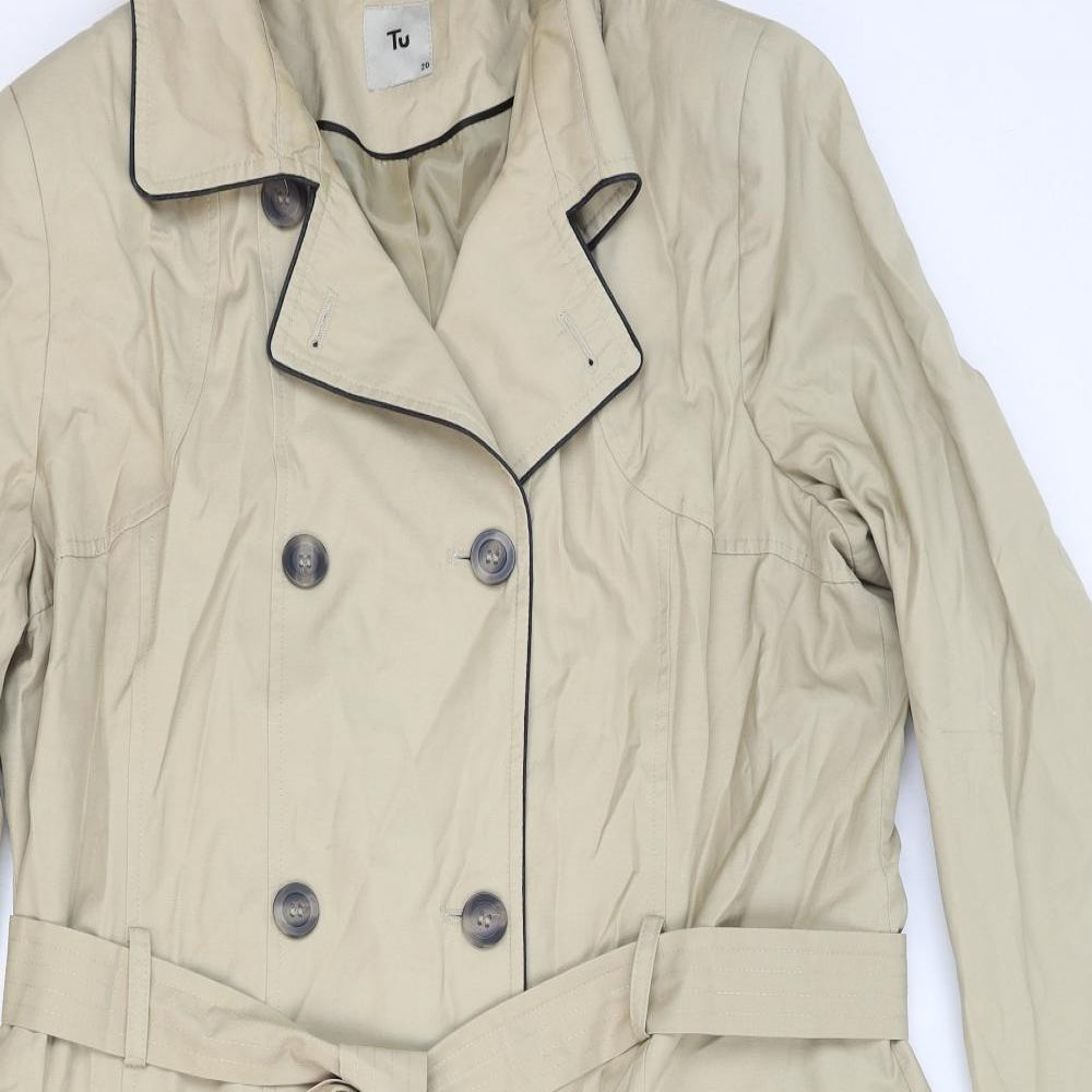 TU Womens Beige Trench Coat Coat Size 20 Button