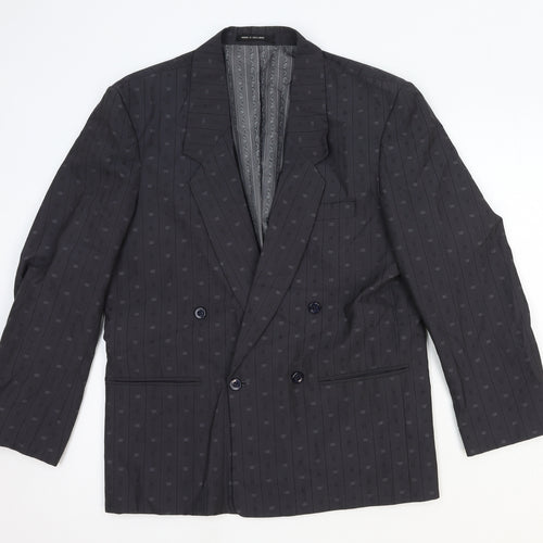SWJ Mixers Mens Grey Polka Dot Polyester Jacket Blazer Size L Regular