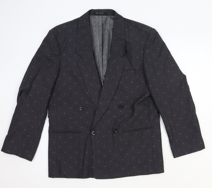 SWJ Mixers Mens Grey Polka Dot Polyester Jacket Blazer Size L Regular