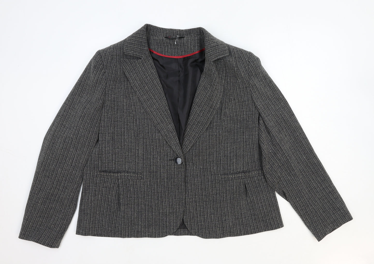 BM Collection Womens Grey Polyester Jacket Blazer Size 20