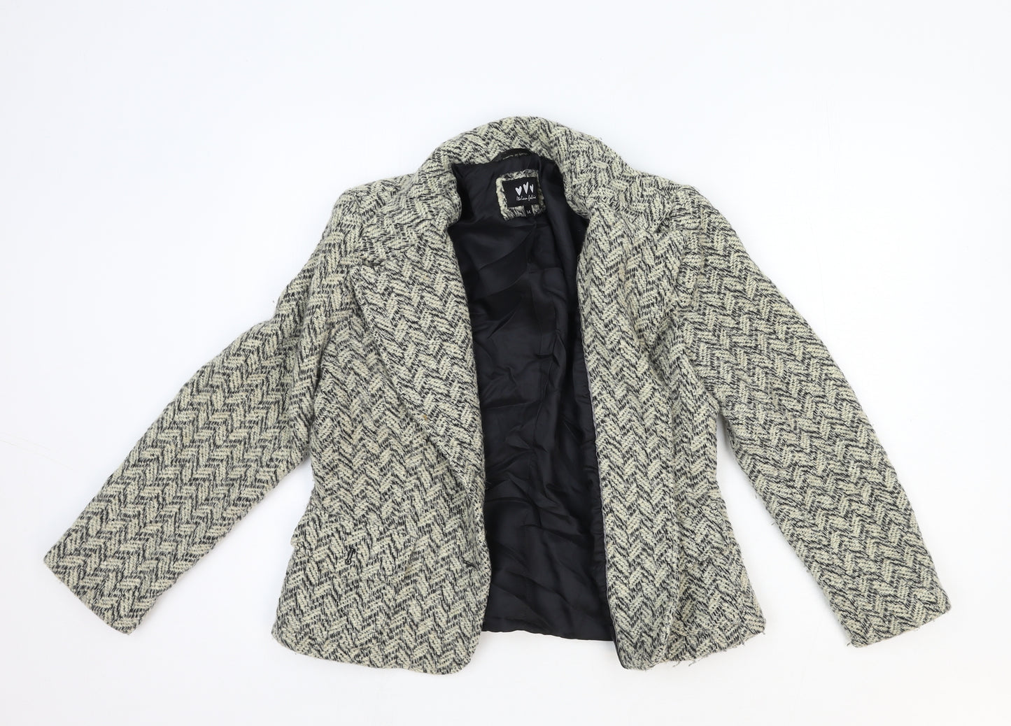 Marks and Spencer Womens Beige Herringbone Jacket Blazer Size 14 Button