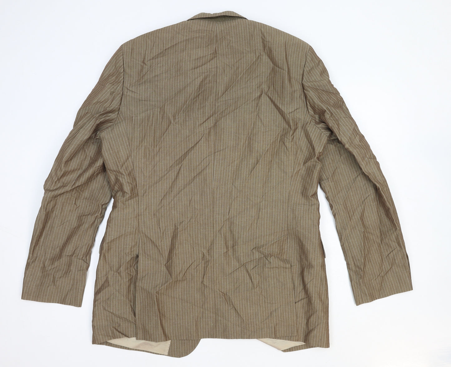HUGO BOSS Mens Brown Striped Linen Jacket Blazer Size 2XL Regular