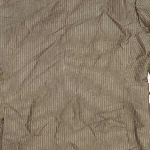 HUGO BOSS Mens Brown Striped Linen Jacket Blazer Size 2XL Regular