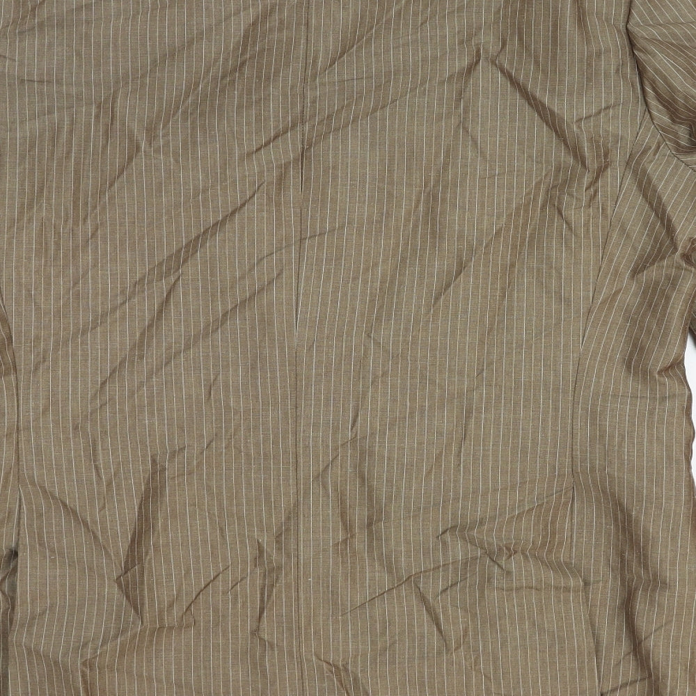 HUGO BOSS Mens Brown Striped Linen Jacket Blazer Size 2XL Regular