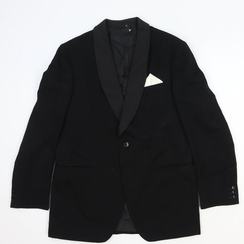 Berwin Mens Black Wool Jacket Blazer Size L Regular