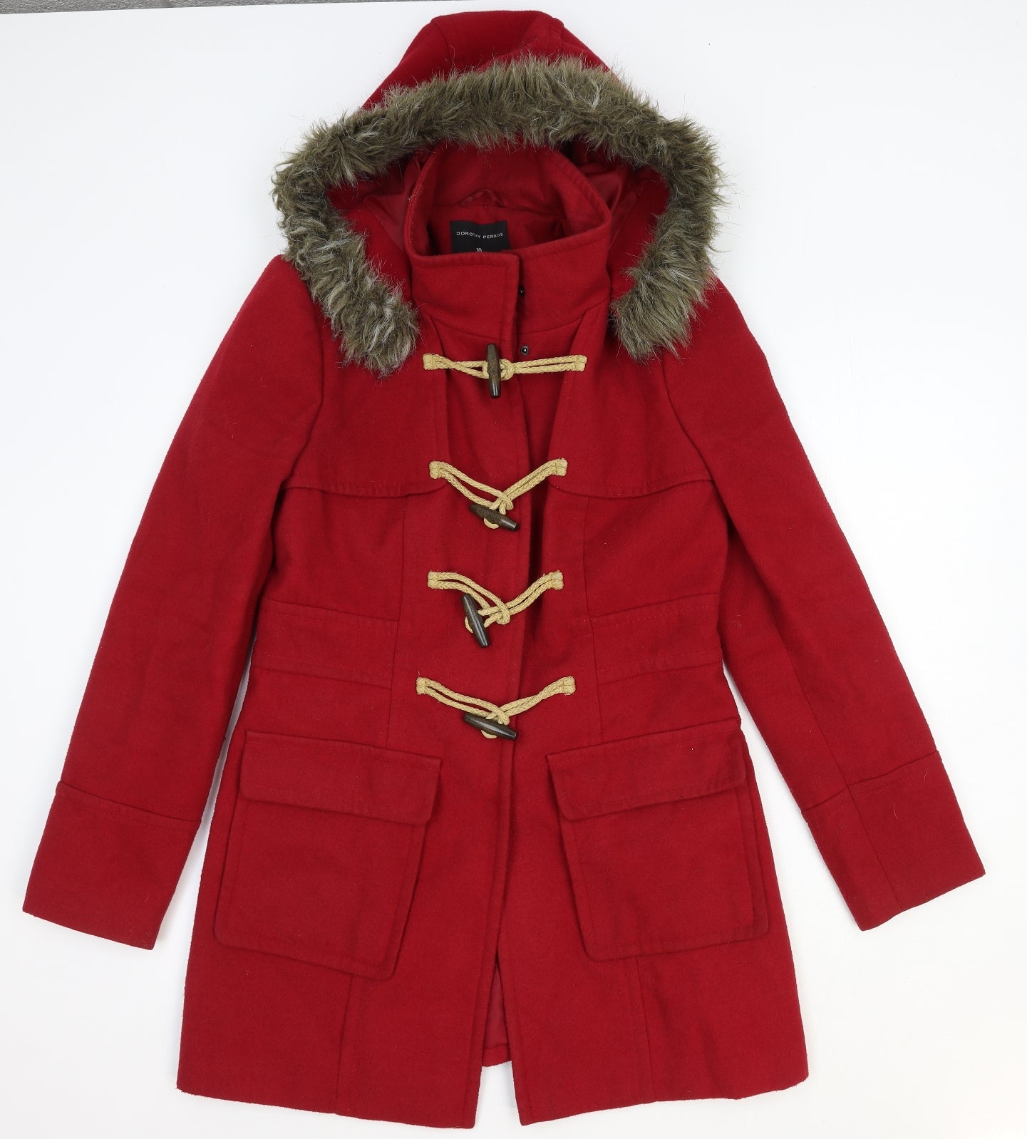 Dorothy Perkins Womens Red Parka Jacket Size 10 Button