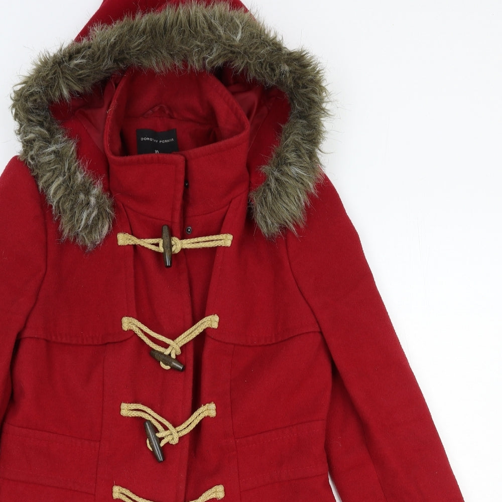 Dorothy Perkins Womens Red Parka Jacket Size 10 Button