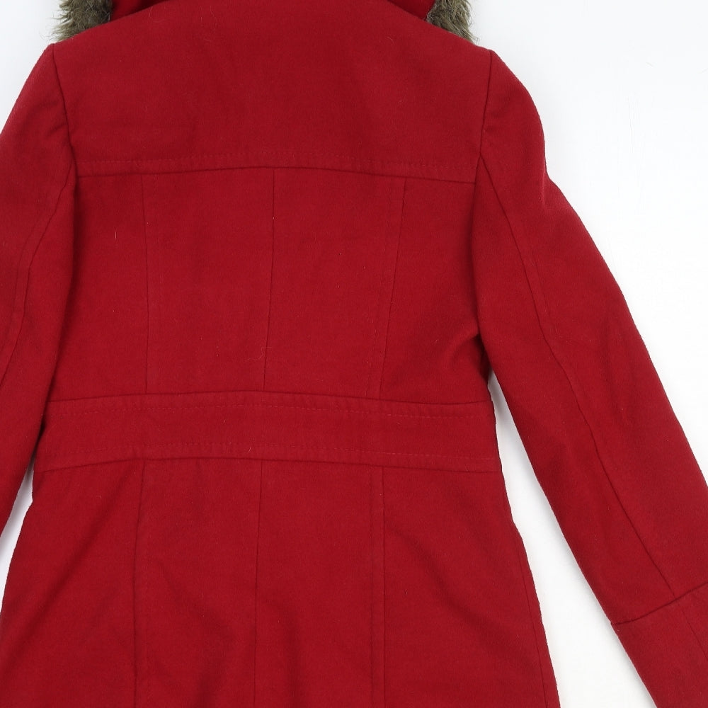Dorothy Perkins Womens Red Parka Jacket Size 10 Button