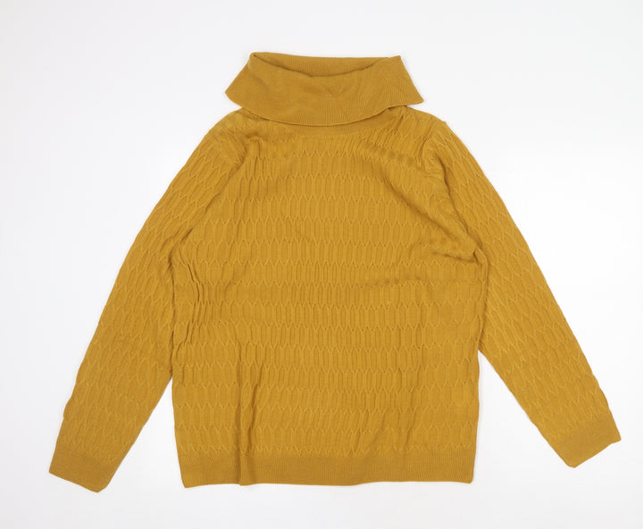 EWM Womens Yellow Roll Neck Acrylic Pullover Jumper Size L