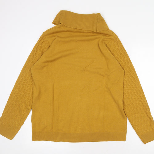 EWM Womens Yellow Roll Neck Acrylic Pullover Jumper Size L