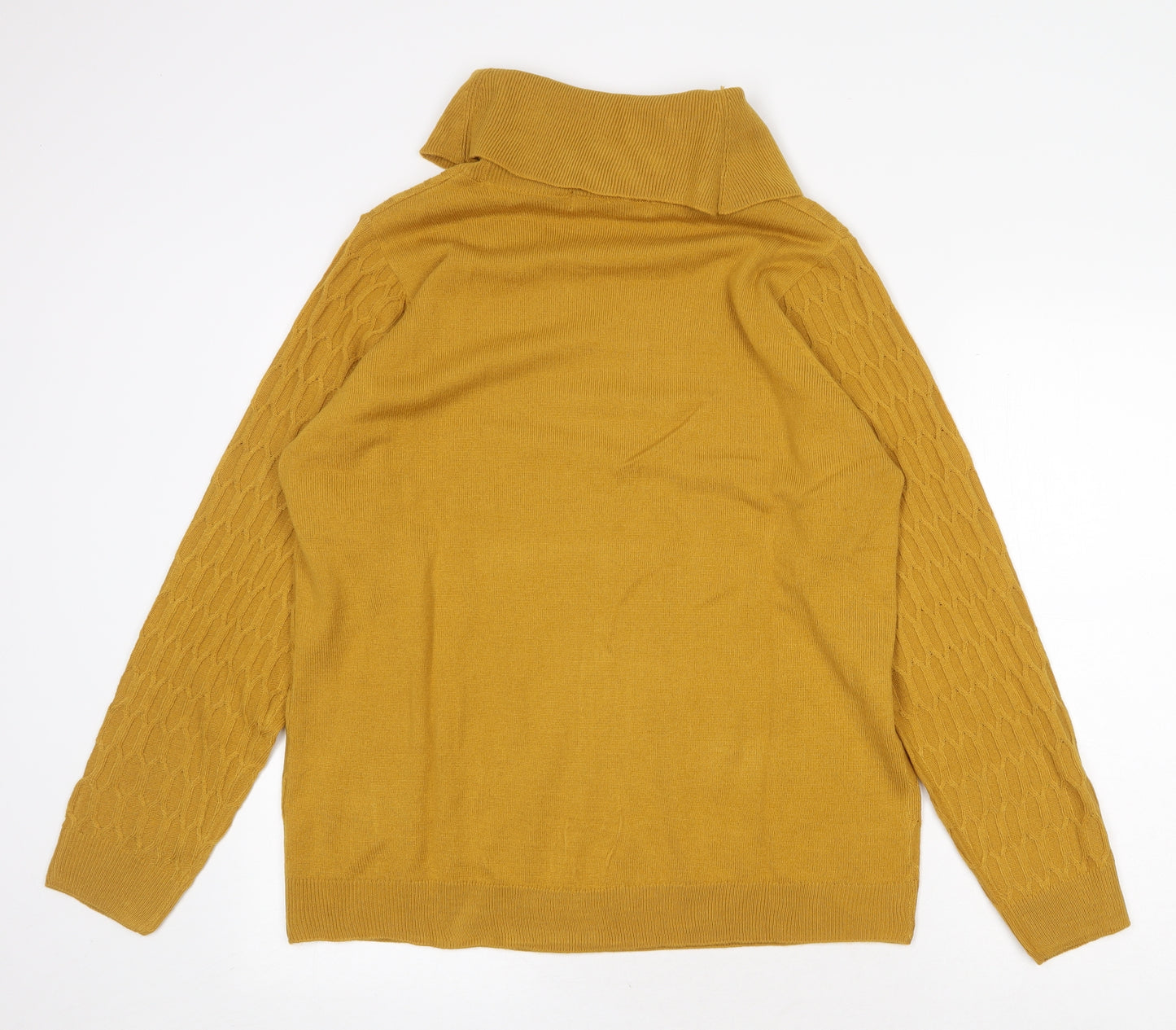EWM Womens Yellow Roll Neck Acrylic Pullover Jumper Size L