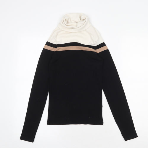 New Look Womens Black Roll Neck Polyester Pullover Jumper Size 12 - Colourblock