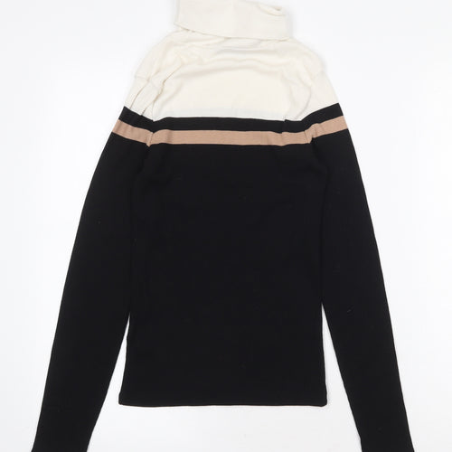 New Look Womens Black Roll Neck Polyester Pullover Jumper Size 12 - Colourblock