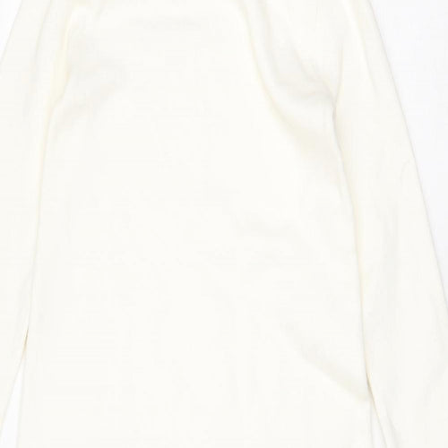 Zara Womens White Viscose Jumper Dress Size S High Neck Pullover