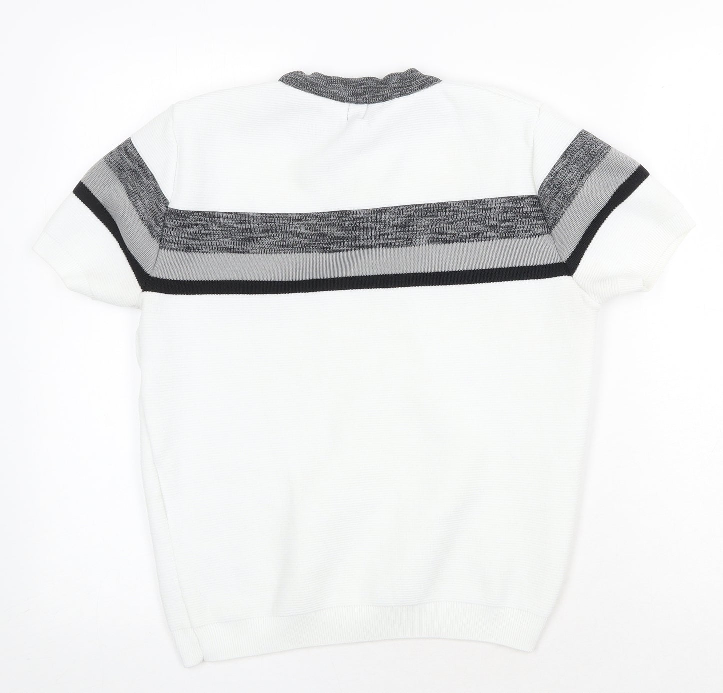 River Island Mens White Polyester T-Shirt Size M Round Neck