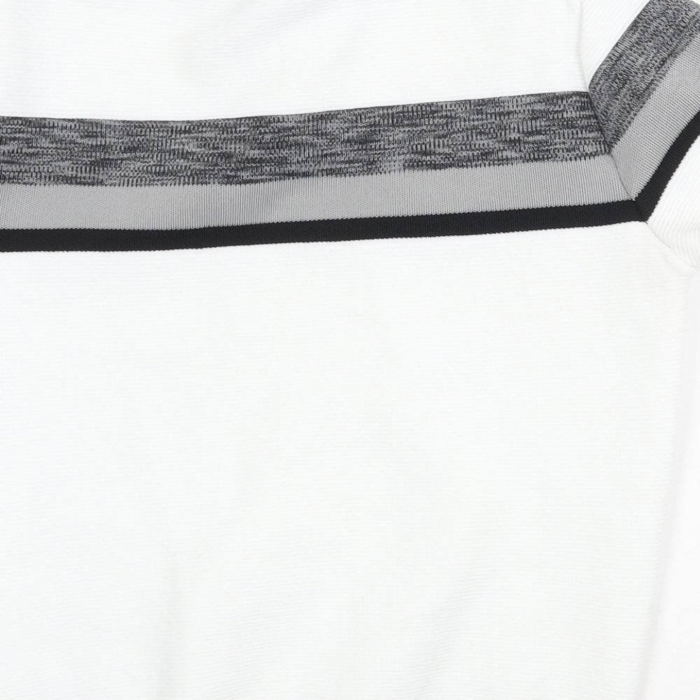 River Island Mens White Polyester T-Shirt Size M Round Neck