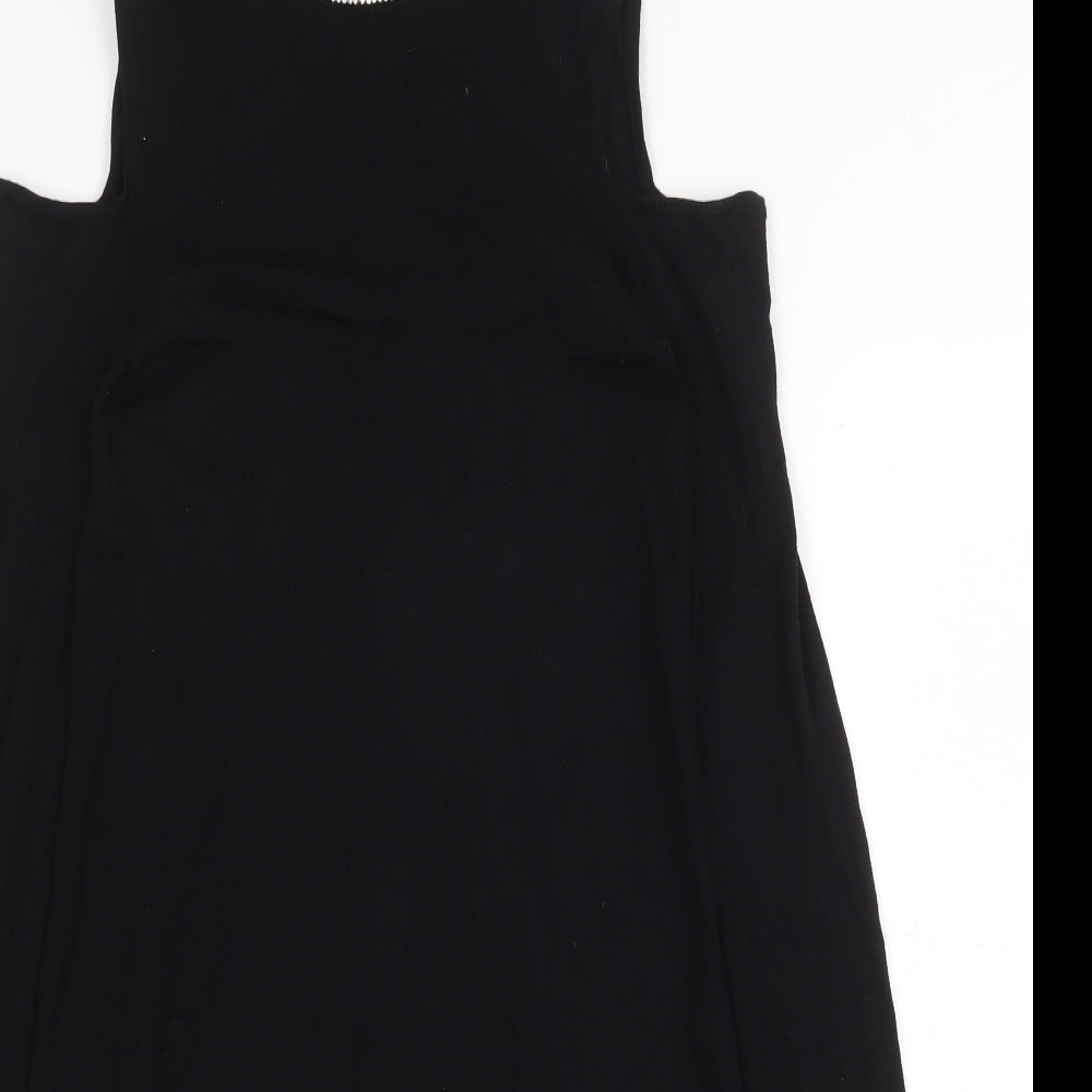Warehouse Womens Black Viscose Trapeze & Swing Size 6 Round Neck Hook & Eye - Cold Shoulder