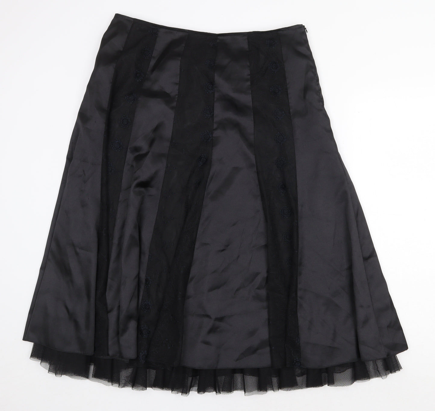 Per Una Womens Black Polyester Swing Skirt Size 16 Zip