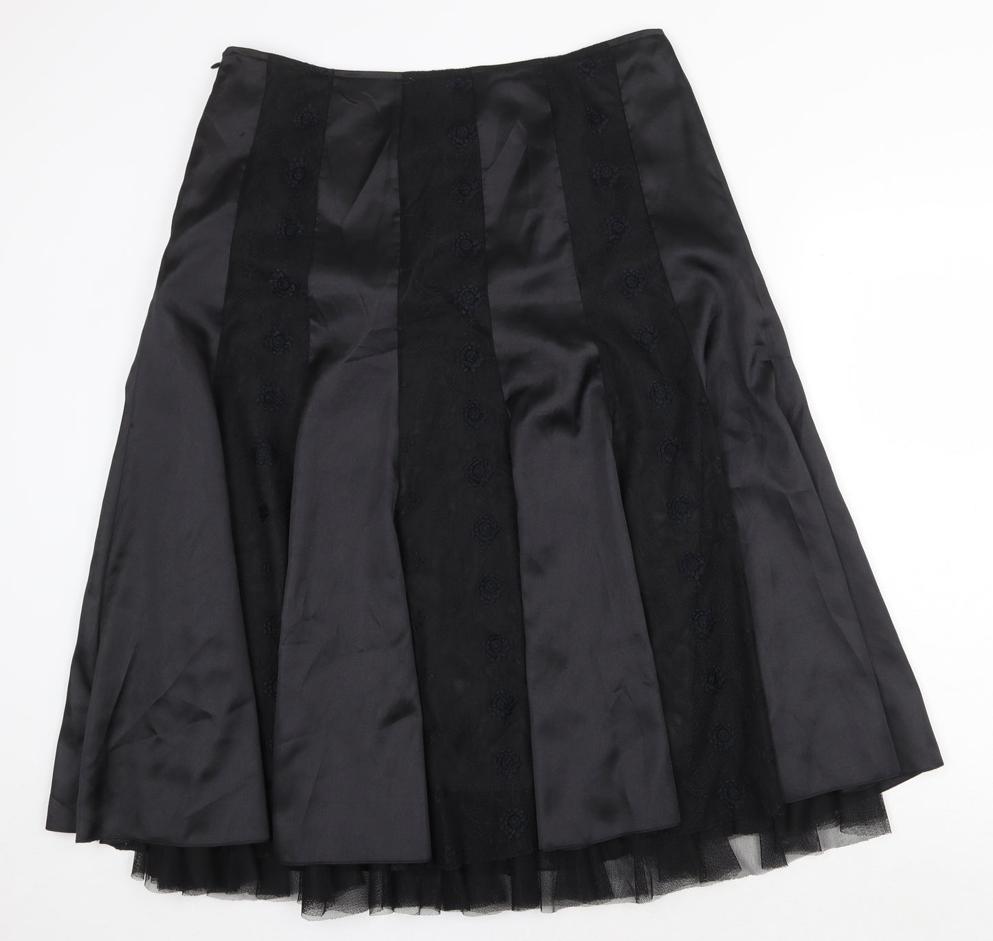 Per Una Womens Black Polyester Swing Skirt Size 16 Zip