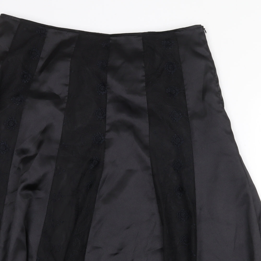 Per Una Womens Black Polyester Swing Skirt Size 16 Zip