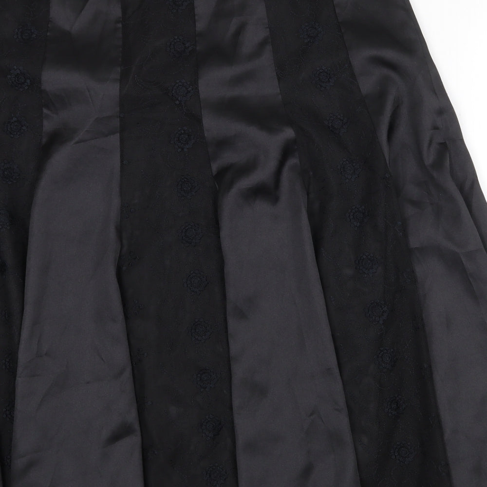 Per Una Womens Black Polyester Swing Skirt Size 16 Zip