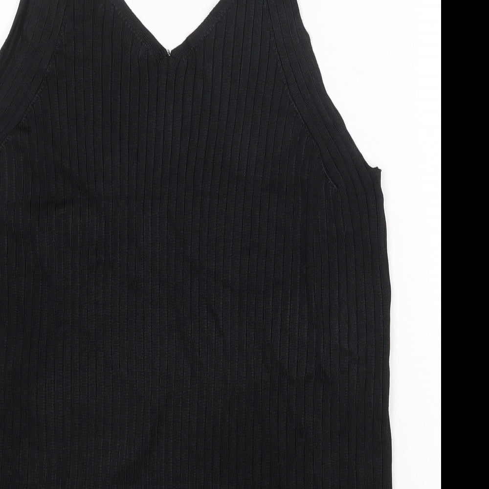 Marks and Spencer Womens Black Viscose Basic Tank Size 20 V-Neck