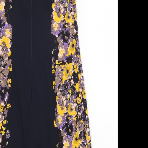 Great Plains Womens Black Floral Polyester Shift Size XS Round Neck Zip