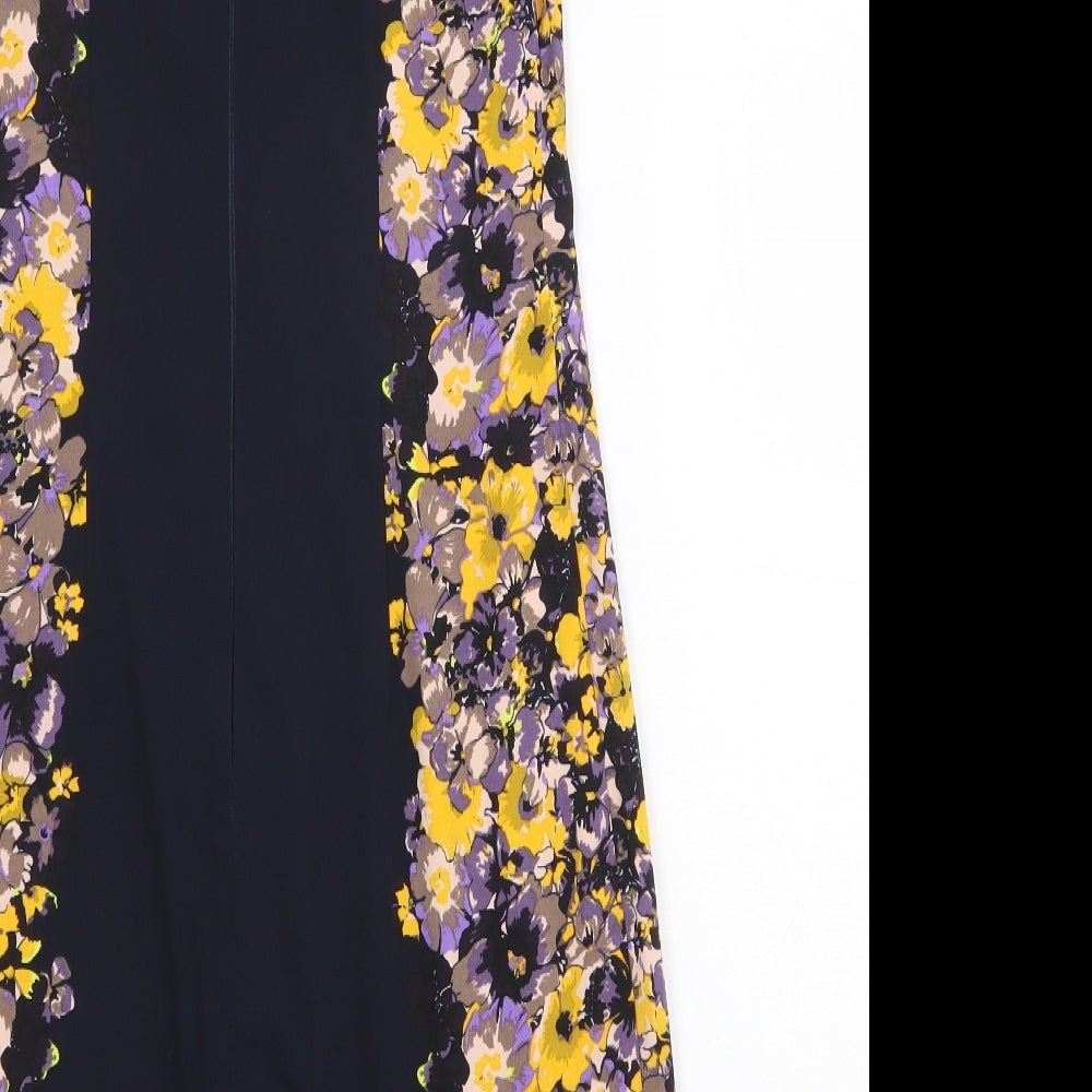 Great Plains Womens Black Floral Polyester Shift Size XS Round Neck Zip