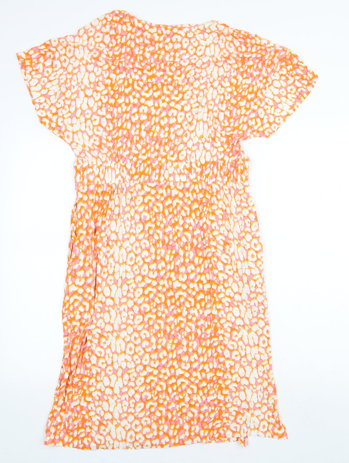 NEXT Womens Orange Geometric Viscose Shift Size 12 Round Neck Tie