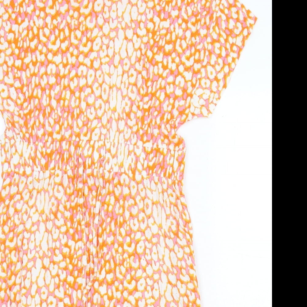 NEXT Womens Orange Geometric Viscose Shift Size 12 Round Neck Tie