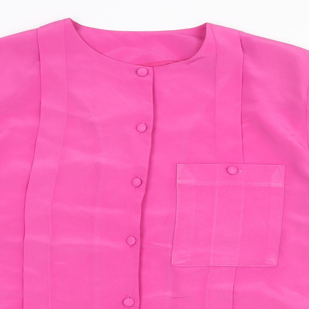 Littlewoods Womens Pink Polyester Basic Button-Up Size 14 Round Neck