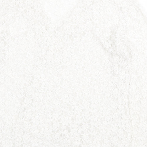 Per Una Womens White Floral 100% Cotton Basic Blouse Size 18 V-Neck