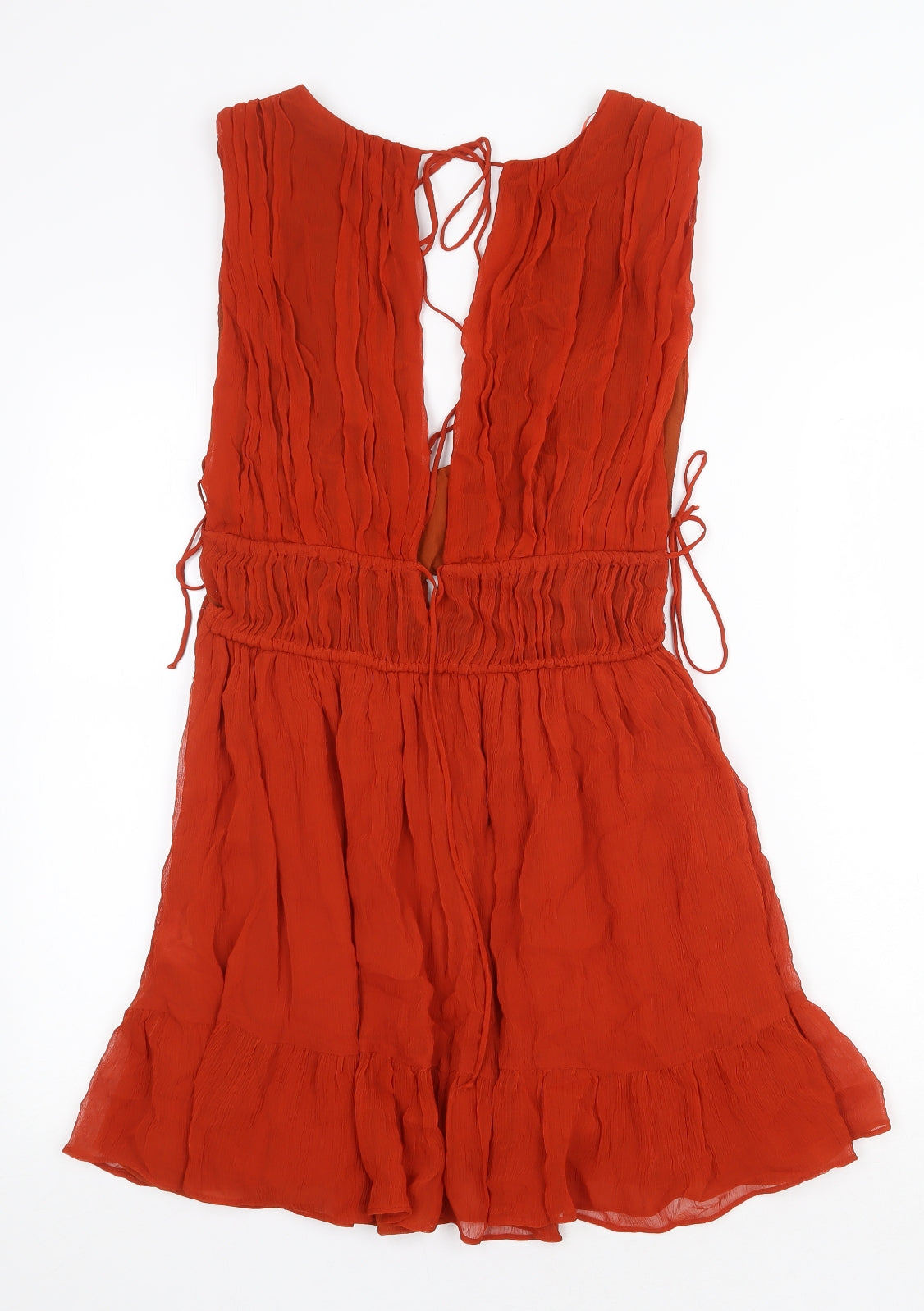 Zara Womens Orange Viscose A-Line Size M V-Neck Zip