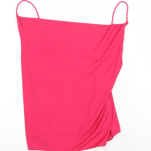 Zara Womens Pink Polyester Basic Tank Size S Cowl Neck
