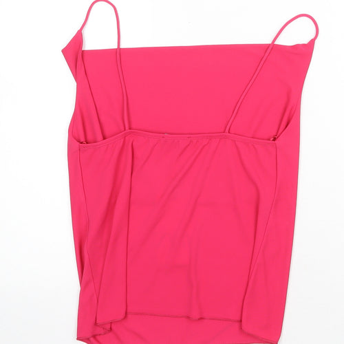 Zara Womens Pink Polyester Basic Tank Size S Cowl Neck