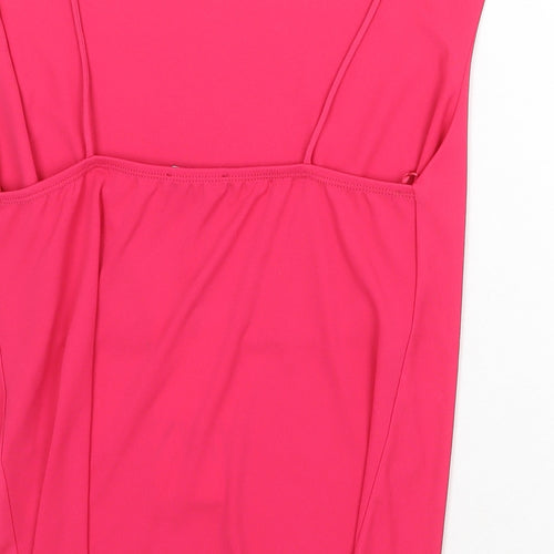 Zara Womens Pink Polyester Basic Tank Size S Cowl Neck