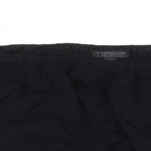Topshop Womens Black Viscose Cropped Blouse Size 8 Off the Shoulder - Bardot