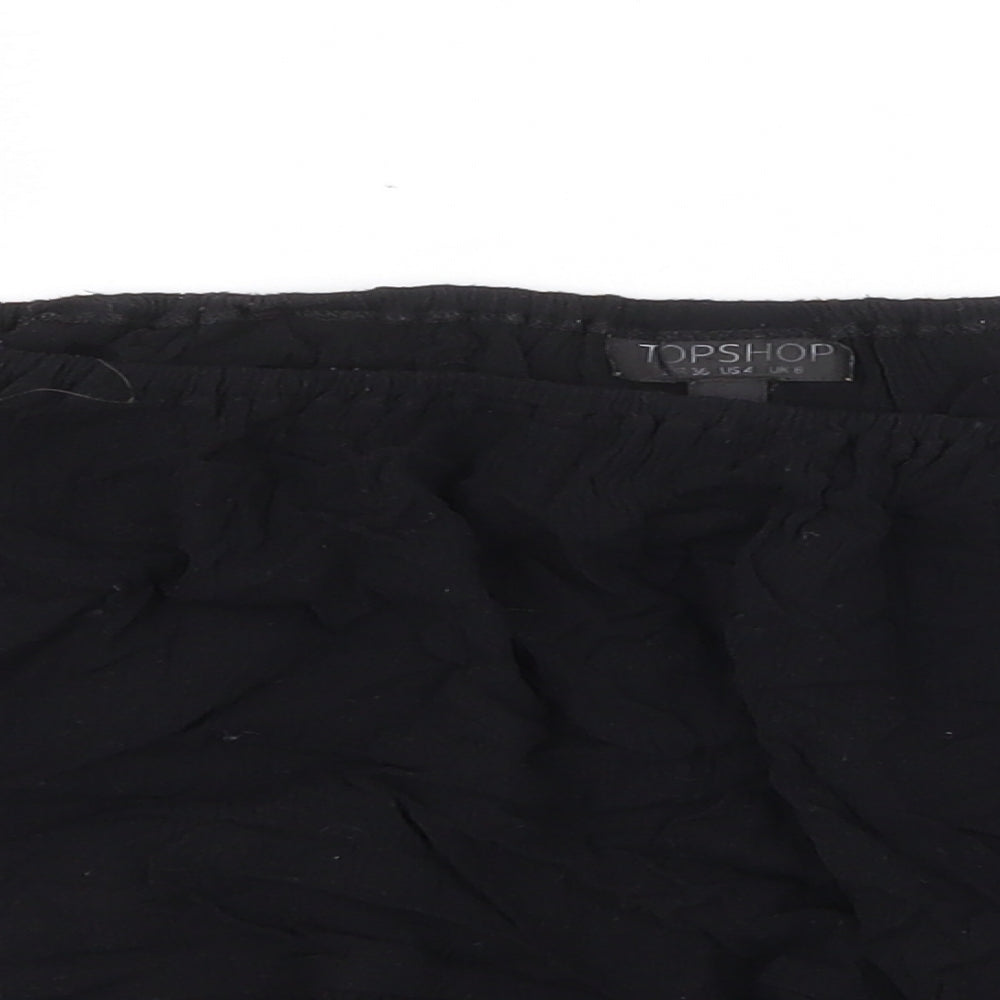 Topshop Womens Black Viscose Cropped Blouse Size 8 Off the Shoulder - Bardot