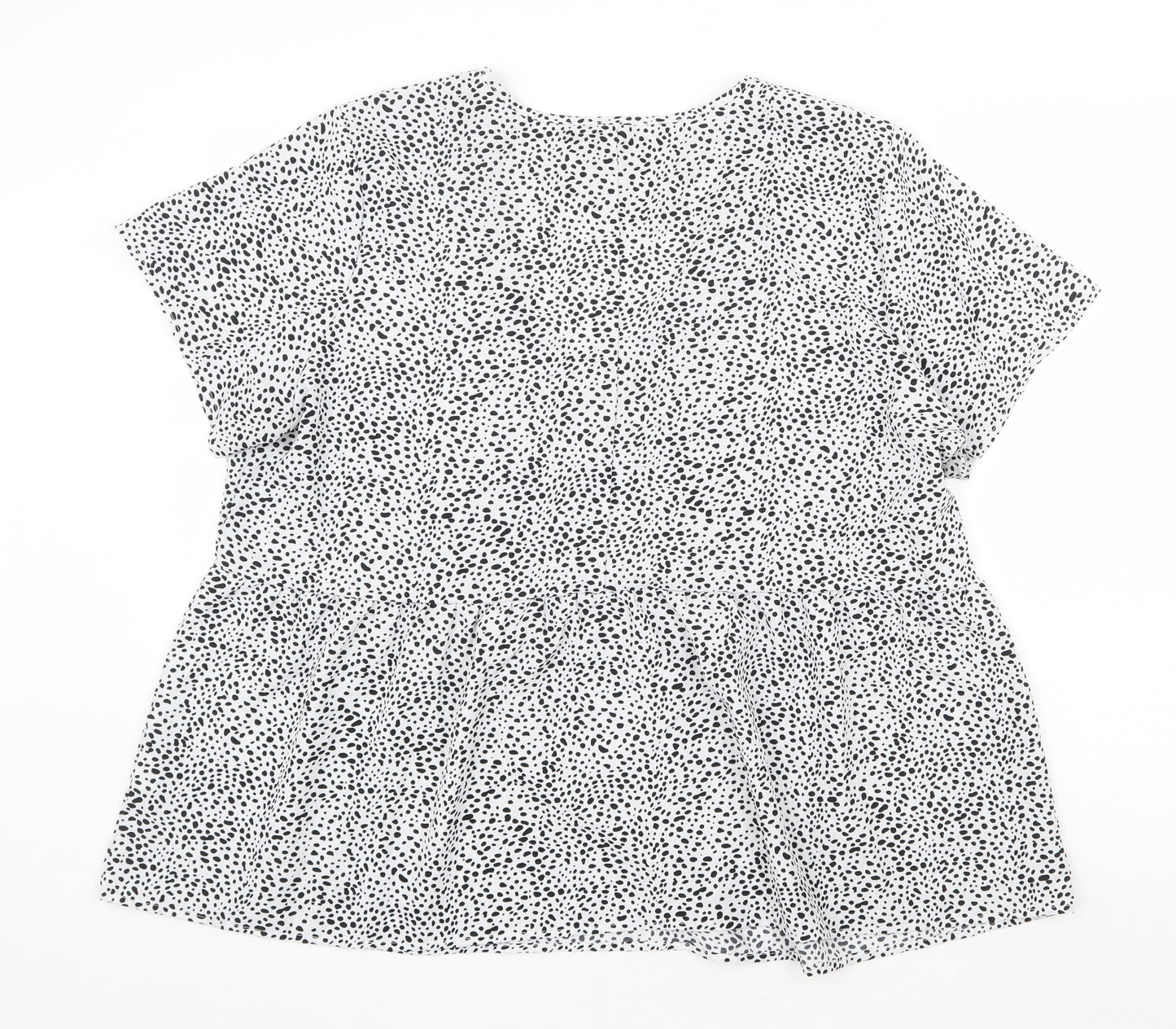 SheIn Womens White Geometric Polyester Basic Blouse Size 2XL V-Neck - Smock