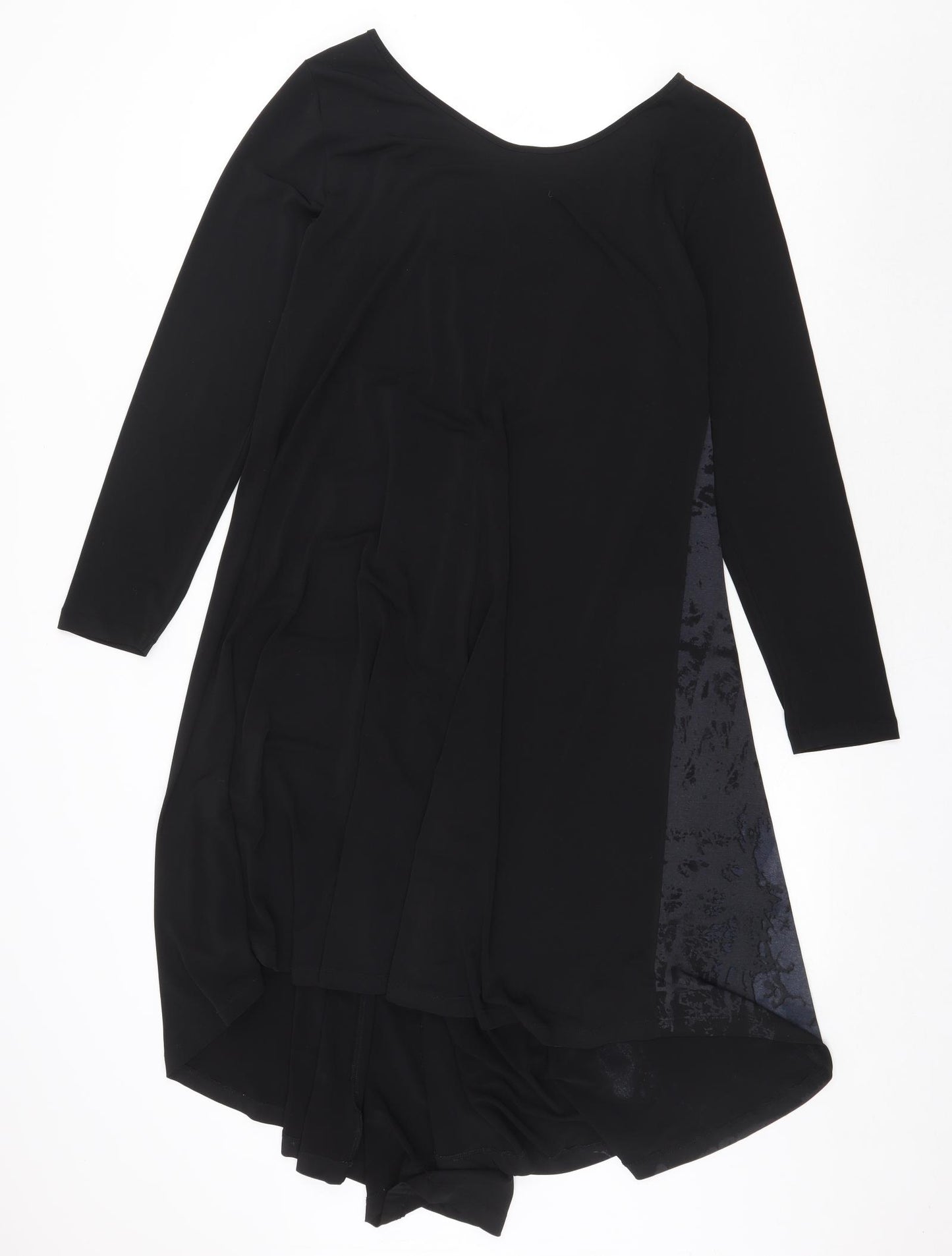 LAUREN VIDAL Womens Black Geometric Polyester Trapeze & Swing Size XL V-Neck Pullover
