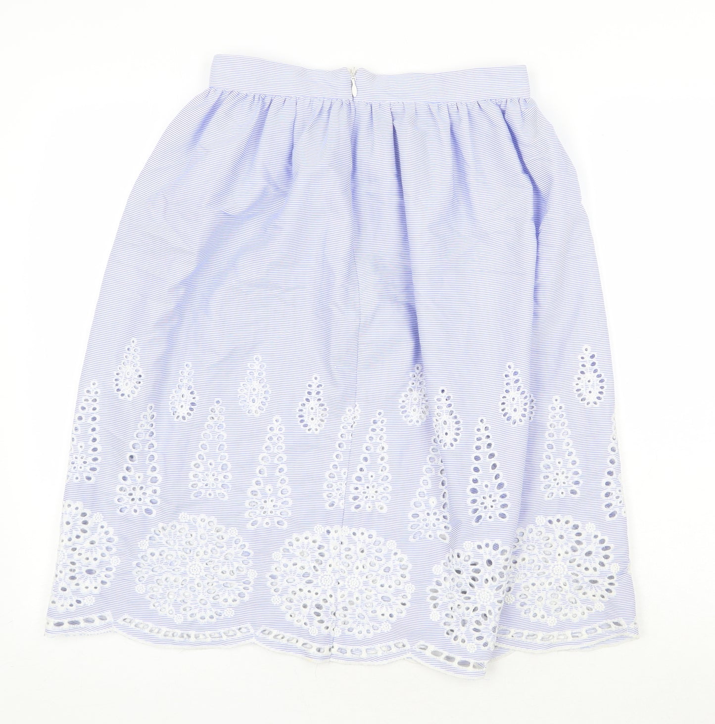 H&M Womens Blue Geometric Polyester Tulip Skirt Size 8 Zip