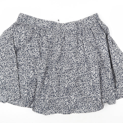 Marks and Spencer Womens Blue Floral Cotton Skater Skirt Size 16