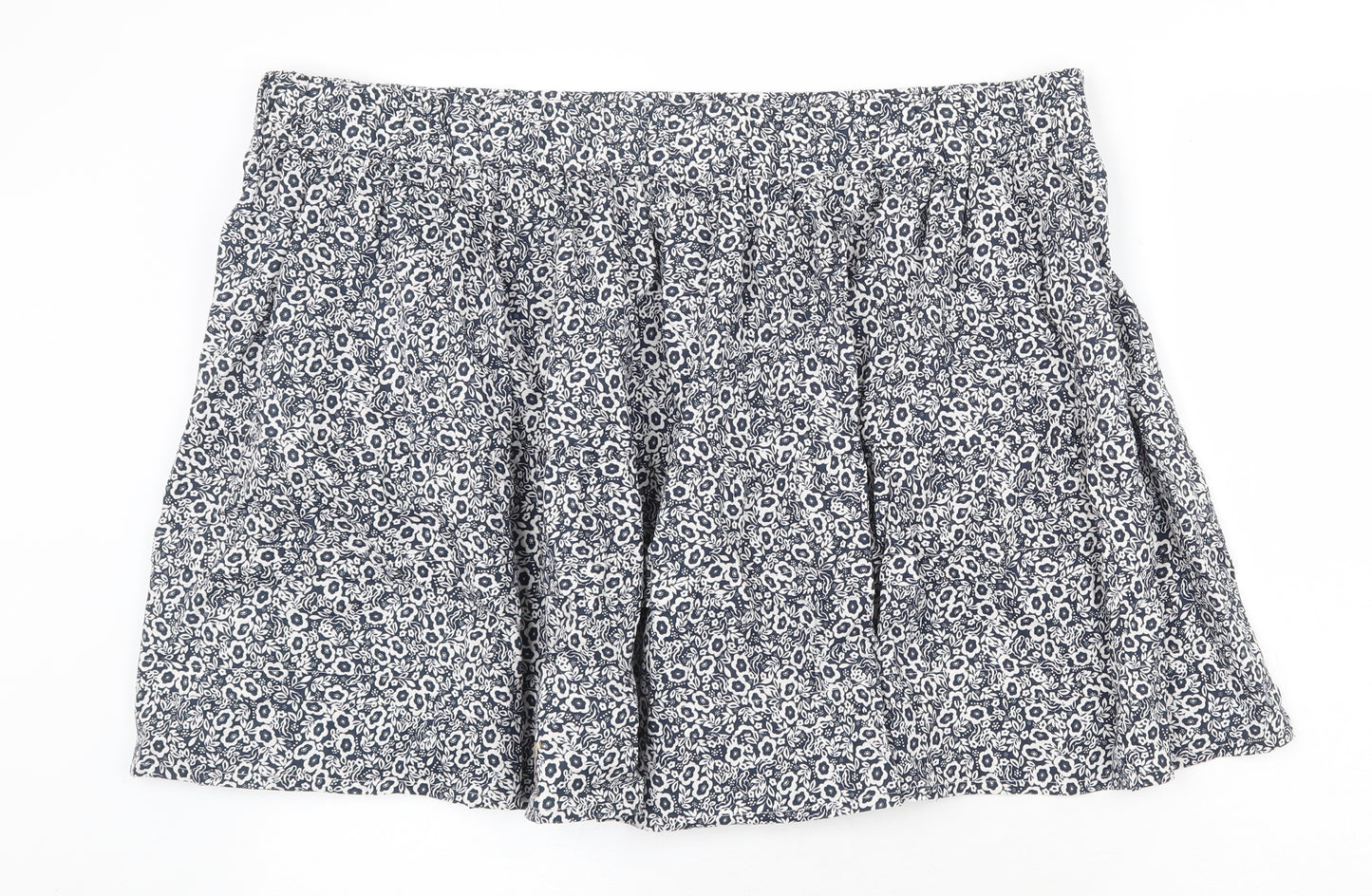 Marks and Spencer Womens Blue Floral Cotton Skater Skirt Size 24