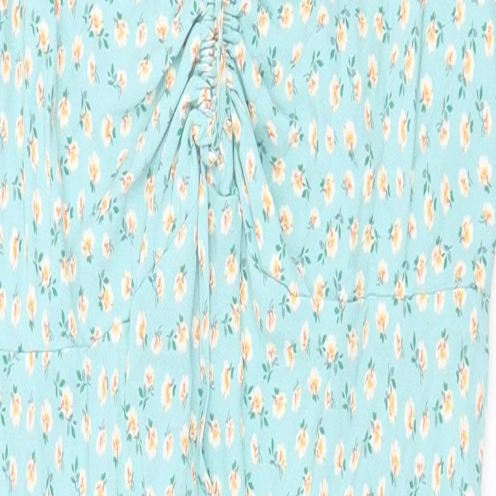 Marks and Spencer Womens Green Floral Viscose Tank Dress Size 16 V-Neck Pullover