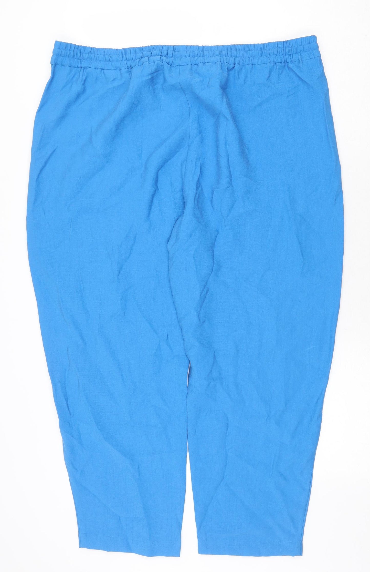 Marks and Spencer Womens Blue Viscose Jogger Trousers Size 20 Regular Drawstring