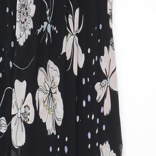 H&M Womens Black Floral Polyester Maxi Size 10 V-Neck Zip