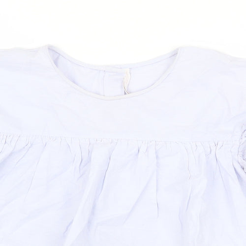 Zara Womens Purple 100% Cotton Basic Blouse Size M Round Neck