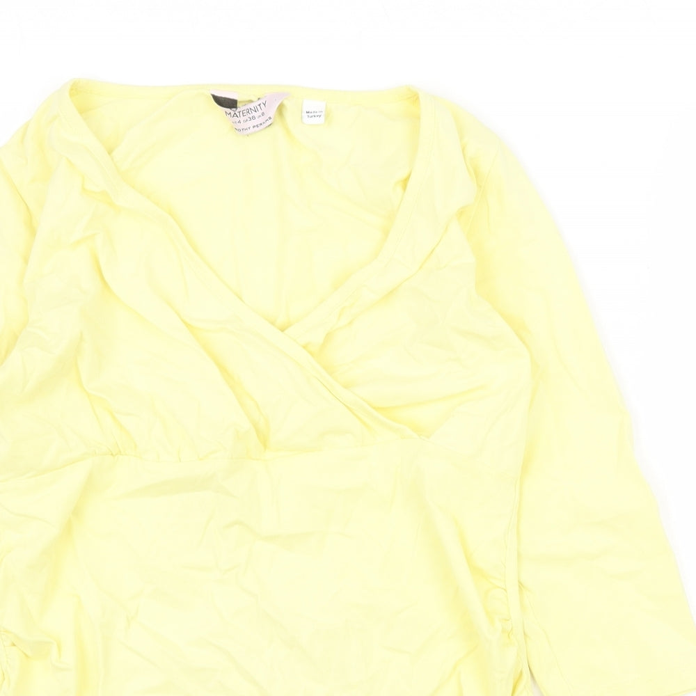 Dorothy Perkins Womens Yellow Cotton Tunic Blouse Size 8 V-Neck